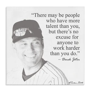 Stupell Industries Black and White Work Hard Derek Jeter Quote Wall Art, 30x3... - Picture 1 of 7