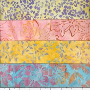 Lot of (4) 1 Yard Cuts 100% Cotton Quilting Batik Fabric Easter Rainbow #475A - Picture 1 of 2