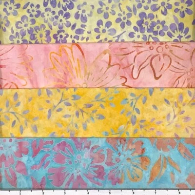 Lot of (4) 1 Yard Cuts 100% Cotton Quilting Batik Fabric Easter Rainbow #475A - Image 1 of 2