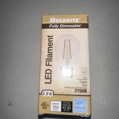 BULBRITE 776851 LED2S14/27K/FIL/3 2.5W LED S14 2700K FILAMENT FULLY COMPATIBLE D - Image 1 of 3