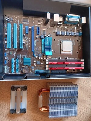 Asus M4A77T Mainboard + 2x8 GB HyperX 1600 RAM + AMD Phenom II 1075t +CPU Kühler - Bild 1 von 4