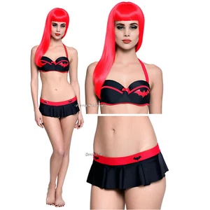 DC COMICS BATMAN BATGIRL TRAJE DE BAÑO TRAJE DE BAÑO BIKINI PARTE SUPERIOR O VOLANTES FALDA PARTE INFERIOR - Imagen 1 de 11
