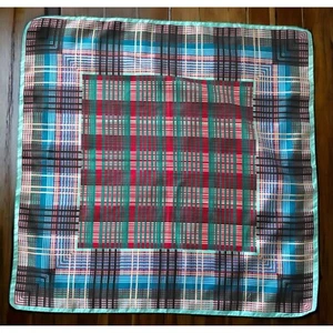 Bufanda Morsly Vintage Tartán Cuadrada Geométrica Italia 27" Azul Verde - Imagen 1 de 10