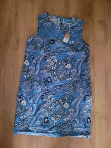 VESTIDO FLORAL MUJER NEXT COLECCIÓN MEZCLA LINO UK12 AZUL - Imagen 1 de 5