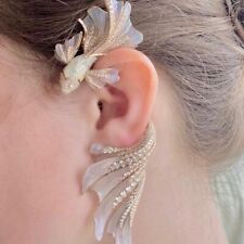 Syn Opal Fish Design Ear Cuff 925 Fine Silver Celebrity Red Carpet Luxe Jewelry