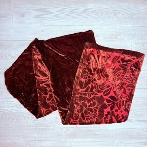 Calzeat of Scotland red velvet Shaw scarf floral wrap 69 inches x 13 inches - Picture 1 of 6