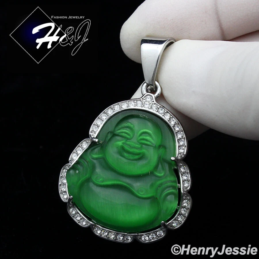 HOMBRE MUJER Acero Inoxidable Negro/Azul/Rosa Estrás Plata Buda Colgante*P117 Foto 1 de 1