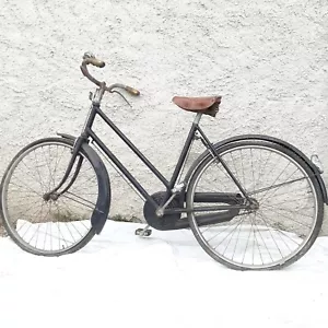 Bicicletta uomo/donna vintage anni 30/40 colore nero Sella originale in cuoio - Foto 1 di 9