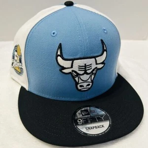 New Era Chicago Bulls 6x Champs Patch 9FIFTY Snapback Hat Adjustable Sky Blue - Picture 1 of 7