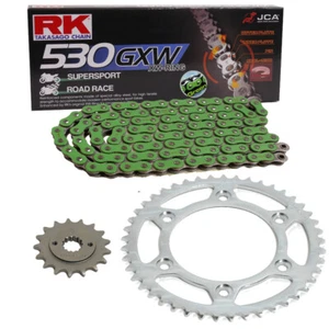 Chain Set Kawasaki ZX-9R Ninja 98-01 Chain RK MM 530 Gxw 110 Green Open 16 - Picture 1 of 4