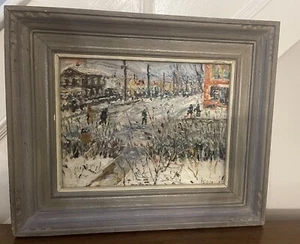 Samuel Rothbort  Winter View From The Artists Studio Oil on Board Framed 16 X 14 - Picture 1 of 4