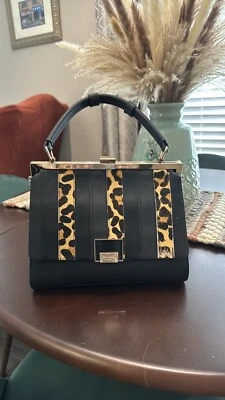 Cartera de cuero sintético Dune London - negra y guepardo Foto 1 de 4