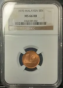 MALAYSIA 1970  1 CENTS NGC MS66RB. - Picture 1 of 4