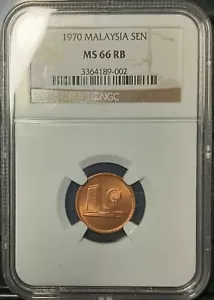 MALAYSIA 1970 1 CENTS NGC MS66RB. - Picture 1 of 4