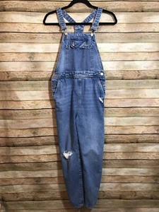 Zara Girls Distressed Size 13-14 Blue Denim Overalls - Picture 1 of 6