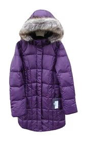 New Eddie Bauer Womens Down Parka Coat 650 FP Faux Fur Hood Sz Small Purple $249 - Picture 1 of 10