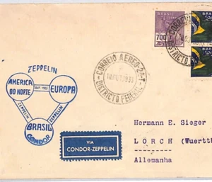 BRAZIL Cover Super ZEPPELIN FLIGHT CACHET Air Mail 1933 Sieger Germany YV175 - Picture 1 of 14