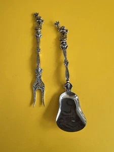 Par de cucharas de recuerdo de plato de plata vintage, Florencia Italia - Imagen 1 de 5