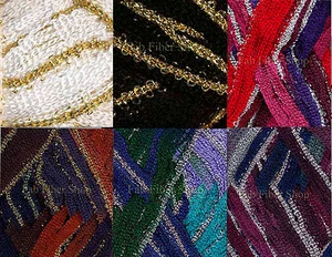 Hilo de bufanda con volantes metálicos KFI Broadway 100 g ganchillo tejido a elección de color FRS - Imagen 1 de 7