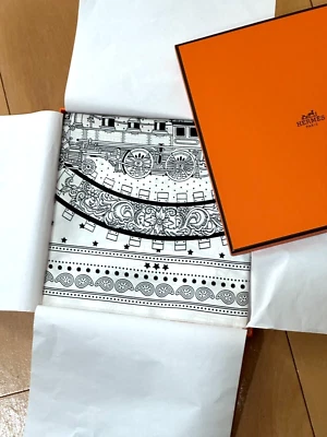 HERMES All Aboard! 55cm 100% silk Scarf  France 2023 collection Box #m4739 - Image 1 of 4