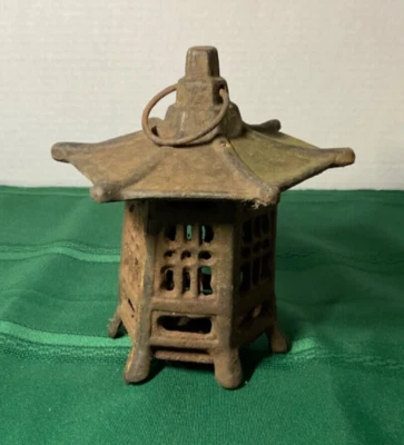 De Colección Hierro Fundido Asiático Japonés Pagoda Jardín Colgante Té Luz/Vela Linterna/Lámpara Foto 1 de 4