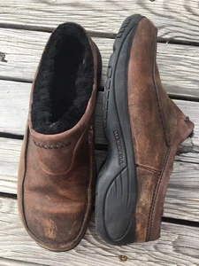 Merrell Encore Storm Slip On Shoes Clogs Brown Leather Sherpa Lined Size 9.5 Men - Picture 1 of 19