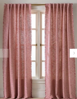 NUEVO Juego de 2 paneles de cortina tejidos a rayas Anthropologie 50x84 Foto 1 de 4