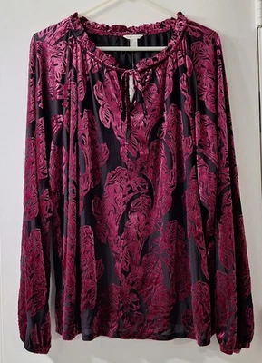 Nueva túnica Burnout de terciopelo fucsia profundo Plus 22/24W 3X carrera semi pura madura  Foto 1 de 4