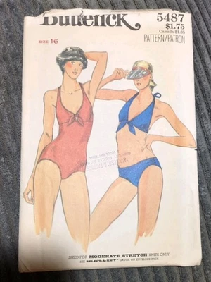 Butterick Pattern 5487 Size 16 Bathing Suits Bikini Pattern UNCUT - Image 1 of 3