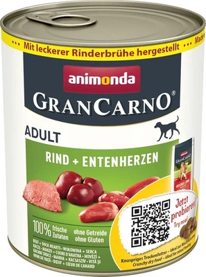 animonda GranCarno Hunde Nassfutter mit Rind + Entenherzen (6 x 800 g) - Bild 1 von 4