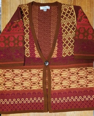 Cárdigan suéter Coldwater Creek para mujer talla 1X un botón EE. UU. multicolor Foto 1 de 4