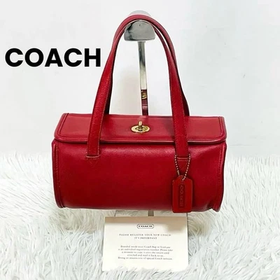 COACH 9045 Turnlock 几何卷红色皮革单肩包 复古日本 — 第 1/4 张图片