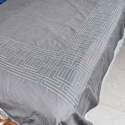 FUNDA NÓRDICA NICOLE MILLER HOME KING Gris Blanco Bordados Algodón Geométrico Foto 1 de 4