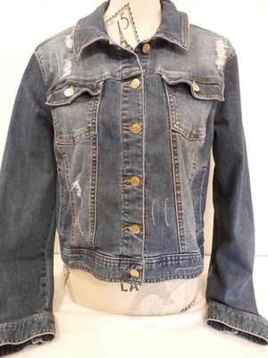 Celebrity Pink Distressed Blue Denim Jacket Large - Image 1 of 4