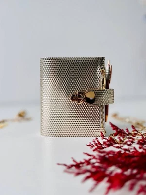 Gold Natural Leather notebook cover A7 2 rings mini wallet. Dated 2026 planner. - Image 1 of 4