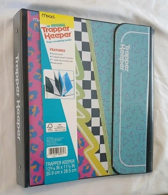 Vintage Retro 1980s Style Trapper Keeper Binder Mead W/ 2 Folders NEW Portfolio  - Image 1 of 4