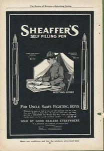 Zeitschriftenanzeige - 1917 - Sheaffer's Self Filling Pen - Fort Madison, IA - 1. Weltkrieg - Bild 1 von 1