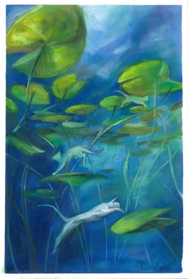 Pintura original 20 x 30 cm 166KvA obras de arte pinturas al óleo mundo submarino moderno Foto 1 de 3