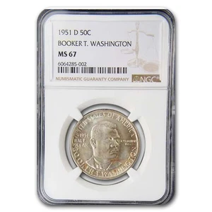 1951-D Booker T. Washington Half Dollar Commem MS-67 NGC - Picture 1 of 3