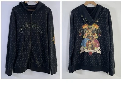Sudadera con Capucha Cremallera Completa Paco Chicano x Christian Audigier Talla L Y2K De Colección Foto 1 de 4