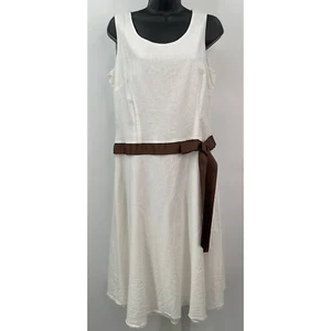 Spiegel Linen Blend Lined Sleeveless Dress With Tie Accent Size 16 - Picture 1 of 9