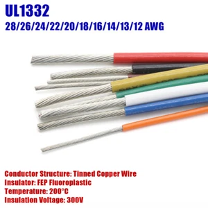 28-12 AWG PTFE FEP Wire Single Core Multi-strand Tinned Copper Cable 300V UL1332 - Picture 1 of 8