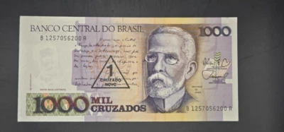 Brazil 1989 Overprint 1000 Mil Cruzados Pick #216b - Image 1 of 2