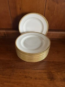 Set Of 10 Lenox Tuxedo Gold Bread and Butter Plates Green Leaf Backstamp - Picture 1 of 4