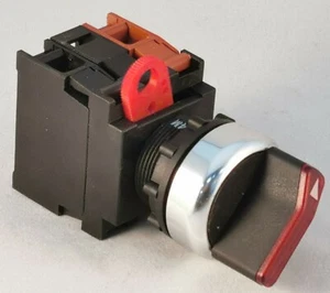 Omron 22mm Illuminated Selector Switch 2 Pos Red 1X NO 1X NC 240V AC Lamp - Bild 1 von 6