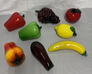 Vtg Murano Style Hand Blown Art Glass Fruit And Vegetables Lot Of 8 *READ DESC - Picture 1 of 20