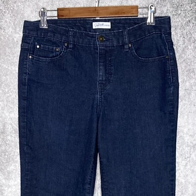 Jaclyn Smith Mujer Bootcut Jeans Talla 10 Elástico tiro Medio Sólido Lavado Oscuro Foto 1 de 4