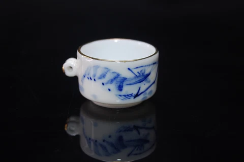 Hand Painted Porcelain Bird Feeder Bowl for Chinese Bamboo Cage Shrimps Cover
