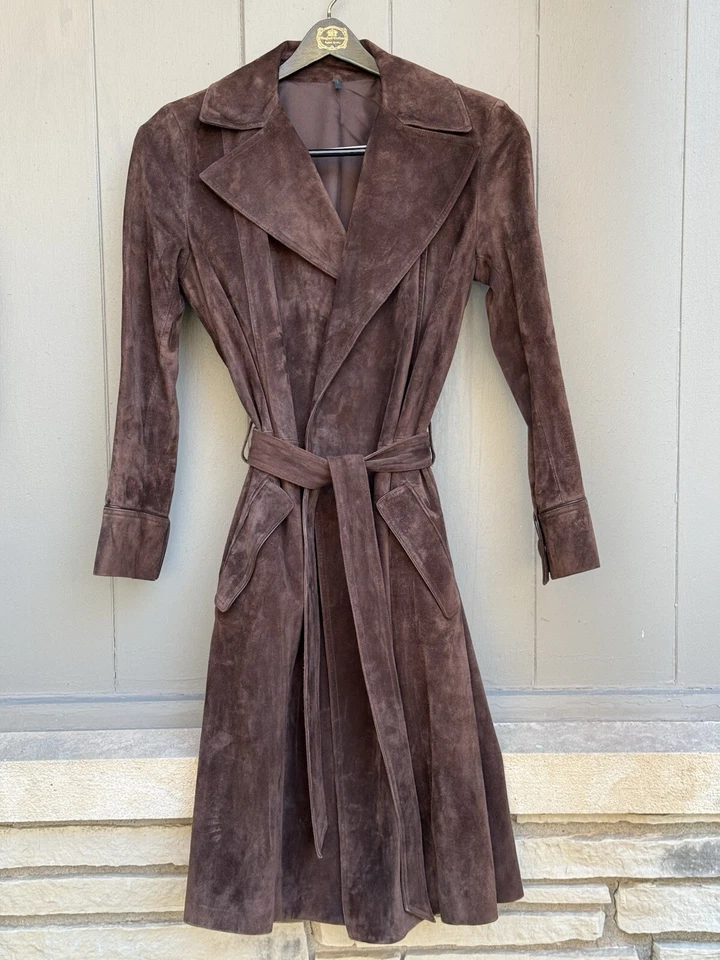 BARNEYS NY GORGEOUS HELMUT LANG BROWN CALF LEATHER SUEDE SILK LINING COAT SIZE M - Image 1 of 4