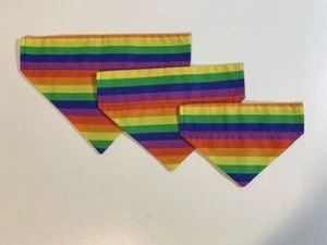 Rainbow Pride LGBTQIA Handmade Dog Cat Pet Bandanas Gift Presents S, M, L, - Picture 1 of 17